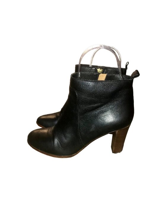 Ann Taylor Shoes - Ann Taylor Black Leather Ankle Booties Womens 6M Side Zip Block Heel Used